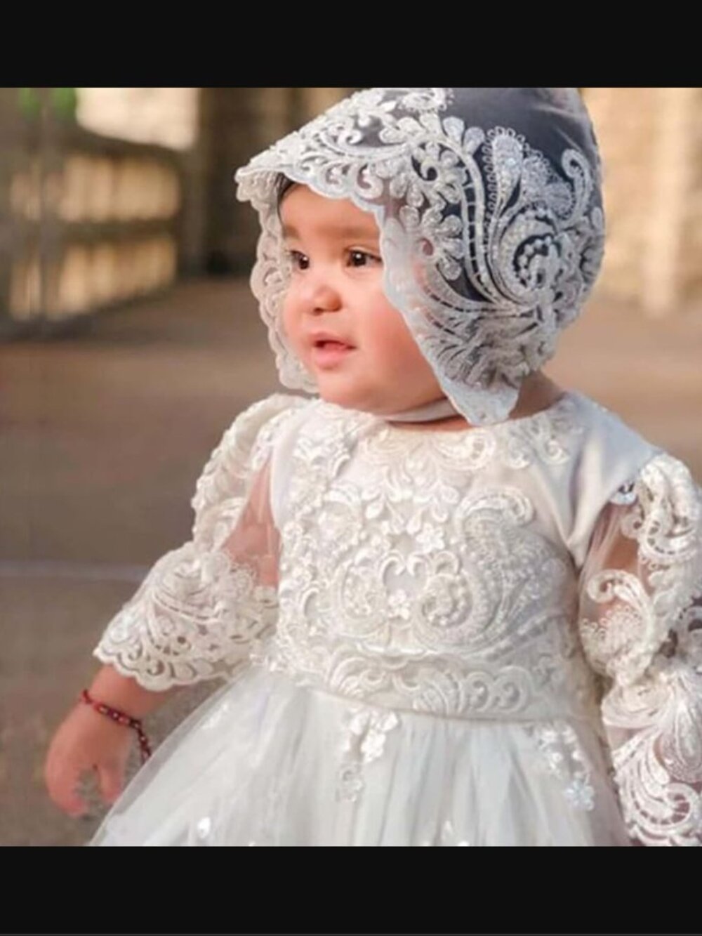 Baby Baptism Gown Full Pearl White 6M - Picture 13 of 14